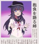  1girl akatsuki_(kantai_collection) black_hair blue_eyes electricity hat kantai_collection machikado_mazoku neckerchief open_mouth school_uniform serafuku sideways_hat smile solo sugapi translation_request upper_body 