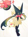  animal_hands arc_draws closed_mouth digitigrade flower highres mask meowscarada no_humans pink_eyes pink_flower pokemon pokemon_(creature) smile solo sparkle standing 