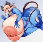 animal_humanoid big_breasts black_horn blonde_hair blonde_tail_tuft blue_bodysuit blue_skinsuit bodily_fluids bodysuit bovid bovid_humanoid bovine bovine_humanoid breasts brown_ears brown_tail cattle_humanoid clothed clothing cowbell curvy_figure ears_down facial_piercing female hair horn huge_breasts humanoid hyper hyper_breasts looking_at_viewer mammal mammal_humanoid metroid nintendo nipple_piercing nipple_ring nipples nose_piercing nose_ring piercing pivoted_ears ponytail ring_piercing samus_aran skindentation skinsuit solo steaming strongmoist sweat tail tail_around_leg thick_thighs tight_clothing topless voluptuous wide_hips