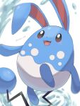  animal_focus artist_name azumarill blue_skin brown_eyes colored_skin commentary_request highres iwasi_29 multicolored_skin no_humans open_mouth pokemon pokemon_(creature) tail twitter_username two-tone_skin white_background white_skin 