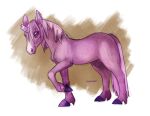 2015 absurd_res broken_horn equid equine female feral fur hair hi_res hooves horn mammal purple_body purple_eyes purple_fur purple_hair simple_background solo spacesmilodon unicorn white_background