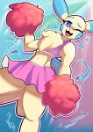 absurd_res anthro cheerleader cheerleader_outfit clothing fan_character fluffy_chest fur generation_3_pokemon girly hi_res lagomorph leporid lumi male mammal may_may_mory maymaymory minun nintendo open_mouth pokemon pokemon_(species) pom_poms rabbit solo