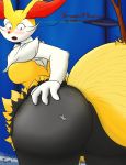  &lt;3 2020 anthro anthrofied big_butt black_body black_fur blush braixen breasts butt dialogue duo english_text fangs featureless_breasts female fingers fur hi_res human inner_ear_fluff larger_female macro mammal micro micro_on_macro nintendo open_mouth pok&eacute;mon pok&eacute;mon_(species) red_body red_eyes red_fur red_nose shocked silverbladeknight simple_background size_difference stick text tuft video_games white_body white_fur yellow_body yellow_fur 