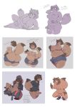 balls big_breasts big_butt bottomless bottomwear breasts bulge butt canid canine chair clothed clothing collage eyewear footwear furniture gaming_chair genitals glasses gynomorph hi_res intersex jacket mammal nude pants partially_clothed penis raccoon_dog shirt shoes simple_background slightly_chubby solo subakitsu tanuki thick_thighs topwear