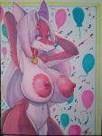 absurd_res anthro bday birthday breasts canid canine crackiepipe denisse fox furry hi_res mammal mtapartstuff traditional_media_(artwork)