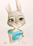  2017 anthro disney hi_res judy_hopps lagomorph leporid mammal monmokamoko purple_eyes rabbit smile solo zootopia 