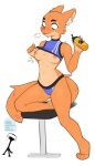 absurd_res anthro breasts canid canine canis clothing diane_foxington domasarts dreamworks eyebrow_piercing facial_piercing female fox fur hi_res mammal nipple_piercing nipples orange_body orange_fur piercing solo tail the_bad_guys