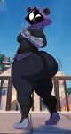 absurd_res anthro bear biped breasts butt clothed clothing epic_games female footwear fortnite hi_res hoodie looking_at_viewer looking_back mammal raven_team_leader shoes smile solo sssonic2 thick_thighs topwear