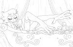 anthro avian barefoot bathtub bird demon digital_drawing_(artwork) digital_media_(artwork) feet foot_ninja15 helluva_boss hi_res line_art male owl solo stolas_(helluva_boss) talons toes unfinished