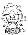  amy_rose anthro black_nose blanck_and_white bodily_fluids bracelet candy chocolate clothed clothing food fox_gungrave gift hi_res holidays jewelry monochrome question sonic_the_hedgehog_(archie)sonic_the_hedgehog_(comics)sonic sonic_the_hedgehog_(series) tears valentine&#039;s_day 