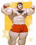 abs anthro bear biceps big_muscles bottomwear chest_tuft clothing doooo2424 double_biceps_pose hi_res huge_muscles male mammal muscular muscular_male nipple_piercing nipple_ring nipples pants pecs piercing quads red_bottomwear red_clothing red_pants ring_piercing simple_background solo tuft