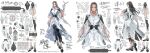  1girl absurdres bird black_hair black_pants commentary concept_art dove english_commentary gloves hairband highres kazama_jun long_hair looking_at_viewer mixed-language_commentary official_art pants reference_sheet shimazaki_mari solo tekken tekken_8 white_gloves white_hairband 