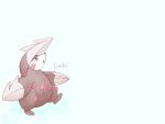  animal_focus black_eyes character_name claws closed_mouth colored_skin dark_skin excadrill fireblast multicolored_skin no_humans pokemon pokemon_(creature) red_skin simple_background snout two-tone_skin walking white_skin 