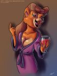  alcohol bathrobe beverage breasts cleavage clothed clothing disney drunk female mammal mature_female rebecca_cunningham robe substance_intoxication talespin tiquitoc ursid wine 