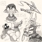 absurd_res anthro armor beanie bear big_breasts breasts canid canine clothing epic_games felid feline female fortnite gauntlets genitals gloves grappling_hook group handwear hat headgear headwear hi_res kapri mammal meow_skulls_(fortnite) pack_leader_highwire pussy raven_team_leader speech_bubble surprised_expression text trio
