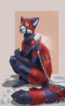 absurd_res ailurid aleks_pakaralex anthro barefoot digital_media_(artwork) feet female fingers fur hi_res looking_at_viewer mammal nude red_body red_fur red_panda shower simple_background solo tail toes water wet