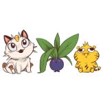  1:1 elekid elemental_creature feral flora_fauna french-teapot group meowth nintendo oddish plant pok&eacute;mon pok&eacute;mon_(species) simple_background video_games white_background 