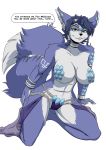  2019 alpha_channel anthro arm_markings big_breasts black_nose blue_body blue_ears blue_fur blue_hair blue_tail bracelet breasts canid canine clothing digital_media_(artwork) digital_painting_(artwork) dipstick_tail english_text female fluffy fluffy_tail footwear fox fur gem green_eyes hair hand_on_butt headgear headwear hi_res inner_ear_fluff jewelry kneeling krystal long_tail looking_at_viewer mammal markings multicolored_body multicolored_fur multicolored_tail navel nintendo sandals short_hair simple_background smile soft_abs solo star_fox text transparent_background tribal_markings tuft two_tone_body two_tone_fur two_tone_tail video_games white_body white_fur white_inner_ear white_tail yawg 