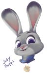  2016 dipstick_ears disney fur grey_body grey_fur headshot_portrait impracticalart judy_hopps lagomorph leporid looking_at_viewer mammal multicolored_ears open_mouth open_smile pink_nose portrait purple_eyes rabbit simple_background smile white_background zootopia 