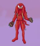anthro clothing dreadlocks fur gaybattlerats gloves handwear jewelry knuckles_the_echidna male muscular muscular_male netflix red_body red_fur sega solo sonic_prime sonic_the_hedgehog_(series)