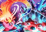  absurdres blue_fire blush_stickers character_request colored_skin copy_ability dragon fire highres kirby kirby&#039;s_return_to_dream_land kirby_(series) monster_flame no_humans open_mouth pink_skin shipwreck star_(symbol) tentacles watawata22 