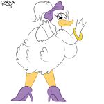 absurd_res accessory anatid anseriform anthro armband avian avian_butt bedroom_eyes big_breasts big_butt bird bow_ribbon breasts butt butt_focus clothing colty8 daisy_duck disney duck feathery_butt featureless_breasts female fluffy_butt footwear hair hair_accessory hair_bow hair_ribbon hi_res high_heels looking_at_viewer mickey_mouse_clubhouse narrowed_eyes non-mammal_breasts nude ponytail ribbons seductive side_boob solo