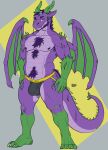 anthro clothed clothing delta_dewitt digital_media_(artwork) dragon hi_res jockstrap male muscular mythological_creature mythological_scalie mythology nipples scalie simple_background solo underwear