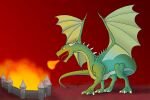 absurd_res burning castle dragon dragon171 european_mythology feral fire hi_res horn male mythological_creature mythological_scalie mythology scalie solo spikes tail western_dragon wings
