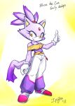  1girl animal_ears baggy_pants blaze_the_cat cat_ears cat_girl cat_tail forehead_jewel furry furry_female gloves j-fujita looking_at_viewer pants parted_lips pink_footwear ponytail purple_fur smile sonic_(series) tail white_gloves yellow_eyes 