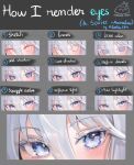  1girl alice_vu artist_name azur_lane blue_eyes blush colored_eyelashes commentary english_commentary english_text highres how_to long_bangs long_hair looking_at_viewer signature solo sovetsky_soyuz_(azur_lane) white_hair 