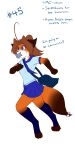  1:2 2020 4_toes 5_fingers anthro barefoot biped blue_bottomwear blue_clothing blue_eyes blue_scarf blue_shirt blue_skirt blue_thigh_highs blue_topwear bottomwear bow_tie brown_hair canid canine clothed clothing counter_shade countershade_face countershading digital_media_(artwork) eating english_text eyebrows eyelashes female fingers fish food fox gloves hair handwear hi_res keidran laura_(twokinds) legwear mammal marine number orange_body running scarf school_uniform serafuku shirt shoulder_bag simple_background skirt tailwear text thigh_highs toes topwear twokinds uniform webcomic white_background wolfie-pawz 