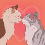 ambiguous_gender chloeluvsaidan domestic_cat duo eyes_closed felid feline felis feral fur grey_body grey_fur hi_res mammal nuzzling smile tan_body tan_fur