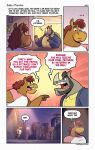 2023 angry anthro brown_body clothing comic detailed_background dialogue ellipsis english_text equid equine guayodraws hi_res horse inside male mammal night outside poncho_(julio_&amp;_poncho) rhinoceros shirt shrots sitting slightly_chubby text topwear