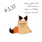  1:1 2020 ambiguous_gender canid canine english_text fluffy fox fur humor joke laura_(twokinds) mammal number orange_body orange_fur orange_tail red_fox sack simple_background text twokinds webcomic white_background wolfie-pawz 