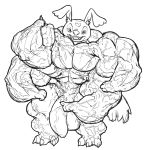  4_arms alien balls big_muscles black_and_white bragg_(stitch!) claws digital_drawing_(artwork) digital_media_(artwork) disney experiment_(lilo_and_stitch) facial_markings forehead_markings furry_(artist) genitals gesture head_markings huge_muscles hyper hyper_muscles lilo_and_stitch looking_at_viewer male markings monochrome multi_arm multi_limb muscular muscular_male open_mouth open_smile penis sketch smile stitch! thumbs_up toe_claws vein veiny_penis 