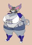  anthro big_breasts bottomwear breasts clothed clothing curvy_figure english_text felid feline female hotpants huge_breasts jinti_(artist) mammal mega_milk meme nintendo overweight overweight_female pok&eacute;mon pok&eacute;mon_(species) purugly shirt shorts solo text thick_thighs topwear video_games wide_hips 