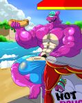 absurd_res anthro big_penis brawl_stars dinosaur doug_(brawl_stars) genitals hi_res male male/male muscular muscular_male orcami_(artist) penis reptile scalie solo supercell_(company)