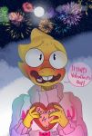  &lt;3 alphys anthro blush buckteeth claws clothed clothing coffee_draws dialogue eyewear female fireworks fully_clothed glasses holidays looking_at_viewer nervous night open_mouth outside reptile scales scalie solo stuttering sweater teeth topwear turtleneck undertale valentine&#039;s_day video_games wavy_mouth yellow_body yellow_scales 