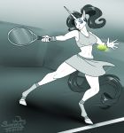  anthro ball big_breasts bottomwear breasts clothed clothing equid female friendship_is_magic horn mammal my_little_pony rarity_(mlp) skirt solo sunny_way tennis_ball tennis_racket unicorn 