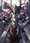  1girl armor clarent_(fate) fake_horns fate/apocrypha fate/grand_order fate_(series) gauntlets helm helmet holding holding_sword holding_weapon horned_helmet horns k-suwabe mordred_(fate) mordred_(fate/apocrypha) sword weapon 