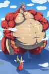  anthro beard belly big_belly big_muscles boat bobert cloud day dragon facial_hair hi_res huge_muscles hyper hyper_muscles macro male musclegut muscular nintendo scalie sea sky the_legend_of_zelda valoo vehicle video_games water wind_waker 