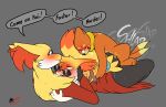 anthro blush braixen buizel delphox doggystyle ejaculation female from_behind_position from_front_position fucked_silly generation_4_pokemon generation_6_pokemon group group_sex hi_res kai_(mr.smile) kyle_(braixenfan) larger_female larger_penetrated lying male male/female male/male missionary_position mr.smile nintendo on_back penetration pokemon pokemon_(species) sandwich_position sex size_difference