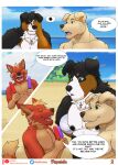 absurd_res anthro beach canid canine canis comic cross cross_necklace dialogue domestic_dog folsky folsky_(character) food hi_res jewelry male mammal necklace outside popsicle
