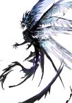  absurdres animal_focus black_feathers black_hair creature dragon feathers full_body highres kamikiririp light_particles no_humans open_mouth original solo white_background wings 