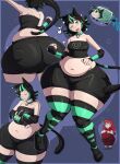 absurd_res animal_humanoid belly big_belly big_breasts big_butt black_hair breasts butt cat_humanoid clothing dancing duo eyes_closed fangs felid felid_humanoid feline feline_humanoid female fila_(veryfilthything) green_highlights hair heart_symbol hi_res highlights_(coloring) huge_butt huge_thighs human humanoid hyper hyper_butt hyper_thighs legwear looking_at_viewer mammal mammal_humanoid midriff multicolored_hair musical_note navel one_eye_closed open_mouth open_smile overweight overweight_female overweight_humanoid pepper_(veryfilthything) red_hair smile standing stockings tail teeth thick_thighs veryfilthything wide_hips wink