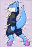 animate_inanimate blue_body blush hi_res inflatable living_inflatable mammal mustelid otter paws permagrin pool_toy simple_background solo symrea
