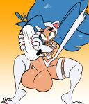 ahegao ambiguous_gender animal_humanoid balls big_balls big_penis breasts capcom cat_humanoid chaoz_(chaozdesignz) condom darkstalkers domestic_cat duo felicia_(darkstalkers) felid felid_humanoid feline feline_humanoid felis fellatio genitals ghost gradient_background gynomorph hi_res humanoid intersex looking_pleasured mammal mammal_humanoid oral penile penis sex sexual_barrier_device simple_background spirit suxowell