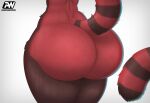 ailurid anthro big_butt butt eris_(stardustsurvivor) female hi_res huge_butt hyper hyper_butt mammal psychoticwalrus rear_view red_panda simple_background solo tail