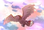  animal_focus bird closed_mouth cloud commentary_request flying from_below kotobukkii_(yt_lvlv) no_humans outdoors pidgeotto pokemon pokemon_(creature) sky solo talons 