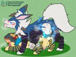 2024 anal clothing eeveelution electricity electrostimulation generation_2_pokemon generation_7_pokemon hi_res hybrid_pokemon legwear lycanroc male male/male nintendo pokemon pokemon_(species) quilava synge syngie thigh_highs umbreon